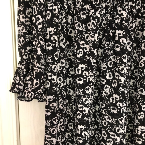 J.Crew Mercantile Drapey‎ Tie-Front Black White Floral Midi Dress Blossom Medium - Picture 7 of 9